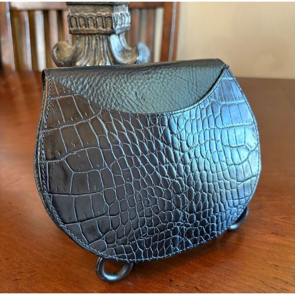 BRIGHTON - Vintage Black Croc-Embossed Leather Small Clutch. Like New! - Picture 4 of 16